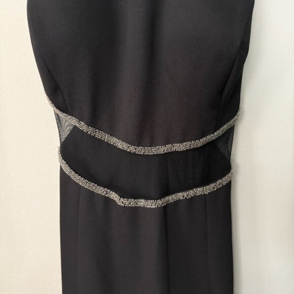 Vintage Peak Evenings Black and Silver Hand Beaded Long Maxi Dress Formal Gown - Picture 4 of 9